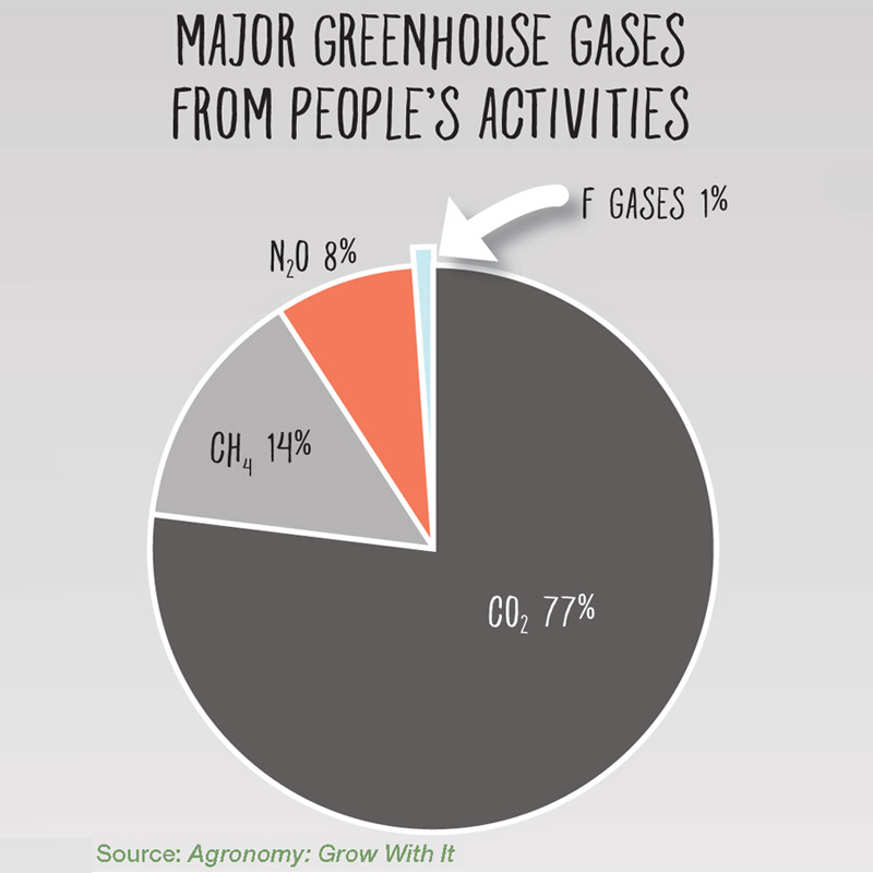 Major greenhouse gases infographic.