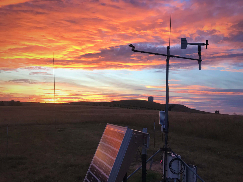 Weather station in field