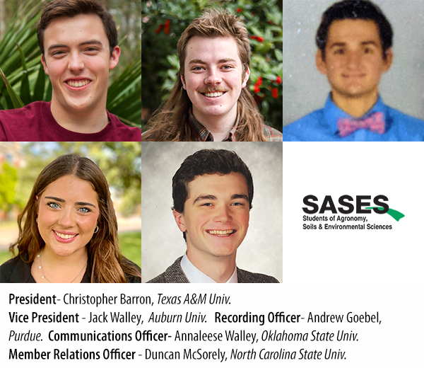 Collage of SASES officers, including President Christopher Barron, Vice President Jack Walley, Recording Officer Andrew Goebel, Communications Officer Annaleese Walley, Member Relations Officer Duncan McSorely