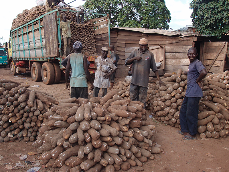 Yams at market in Ghana