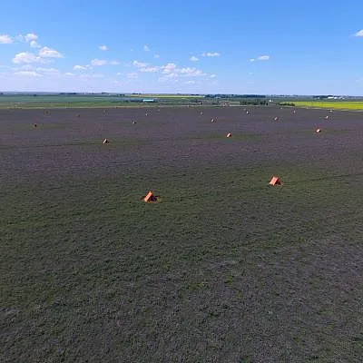 Aerial view of a farm field